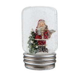 Clayre & Eef Snowglobe Santa Claus 63782 Ø 5*9 cm Red Glass Round