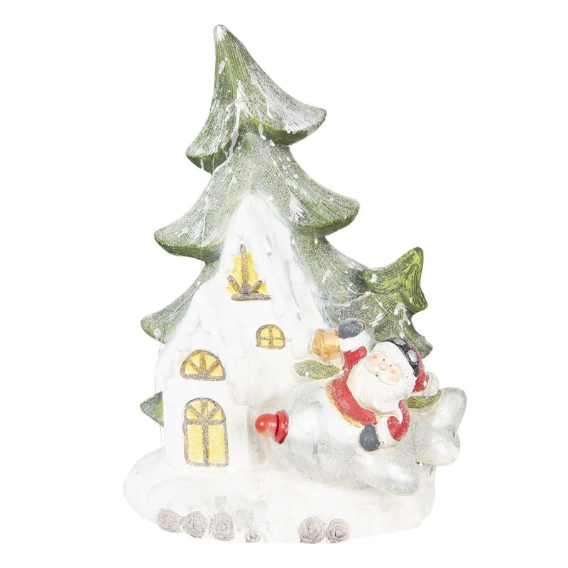 2Clayre & Eef Décoration de Noël père Noël 49*20*55 cm Blanc, Vert