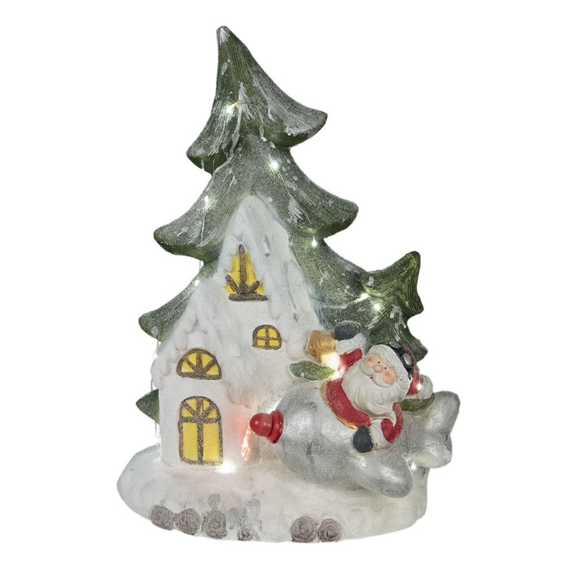 2Clayre & Eef Decorazioni Natalizie Babbo Natale  49*20*55 cm Bianco, Verde