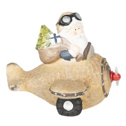 Clayre & Eef Decorazioni Natalizie Babbo Natale  6CE0995 35*35*28 cm Oro Plastica Statue Decorative  Accessori di Decorazione
