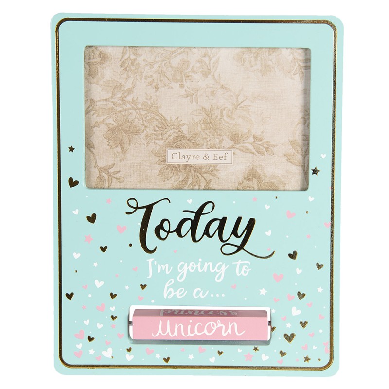 Clayre & Eef Photo Frame 15x10 cm Turquoise Wood Rectangle