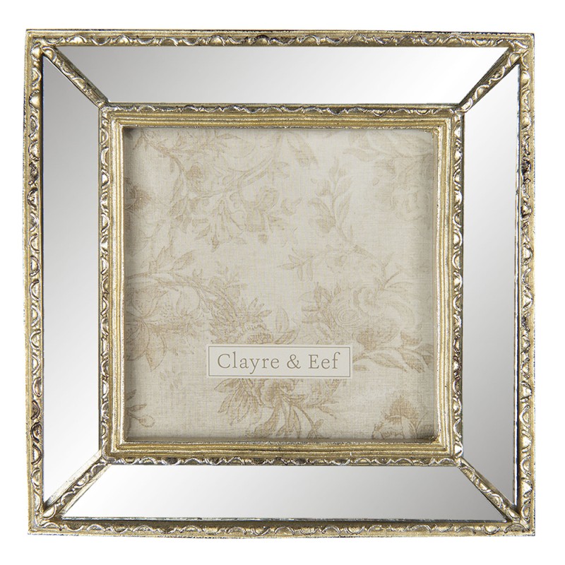 Clayre & Eef Bilderrahmen 10x10 cm Goldfarbig Kunststoff Quadrat