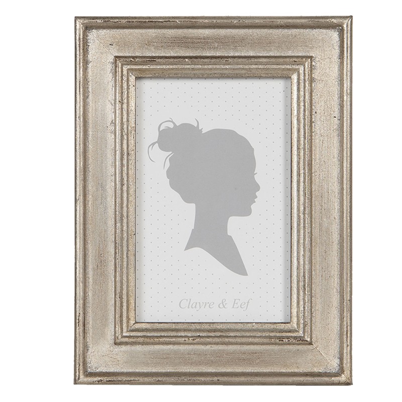 Clayre & Eef Photo Frame 10x15 cm Silver colored Wood Rectangle