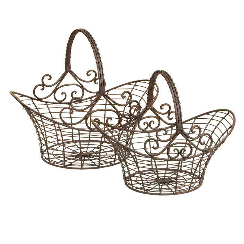 Clayre & Eef Baskets Set of 2 Brown Iron