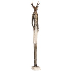 Clayre & Eef Figurine Cerf 92 cm Gris Polyrésine