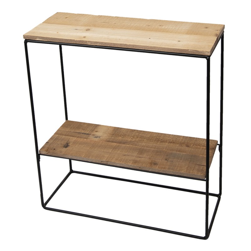 Clayre & Eef Side Table 60x25x66 cm Brown Wood Iron Rectangle