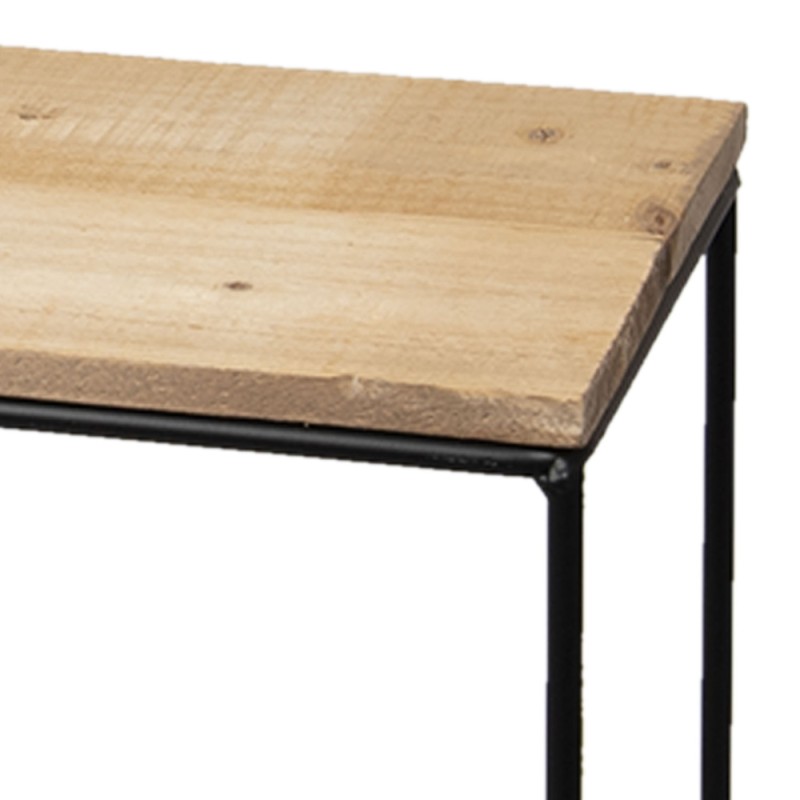 Clayre & Eef Table d'appoint 60x25x66 cm Marron Bois Fer Rectangle