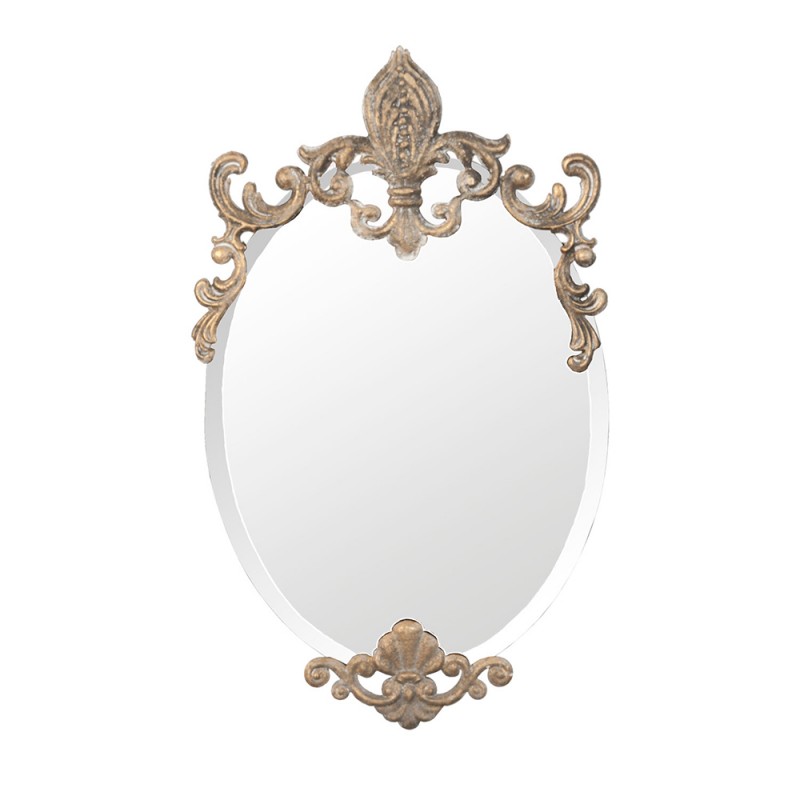 Clayre & Eef Specchio da Parete 52S038 33*3*52 cm Oro Ovale Riccioli Specchio Grande  Specchio Parete