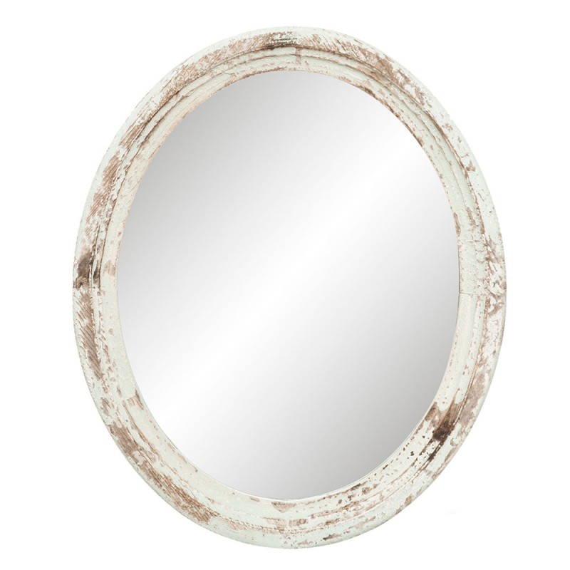 2Clayre & Eef Mirror 52S120 54*66 cm White Wood Oval