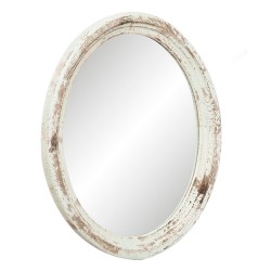 Clayre & Eef Wandspiegel 52S120 54*4*66 cm Wit Hout Ovaal Grote Spiegel Muur Spiegel