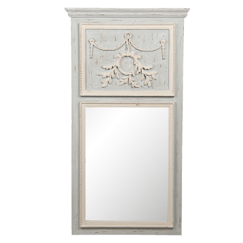 Clayre & Eef Wandspiegel 52S145 65*5*120 cm Grijs Hout Rechthoek Grote Spiegel Muur Spiegel