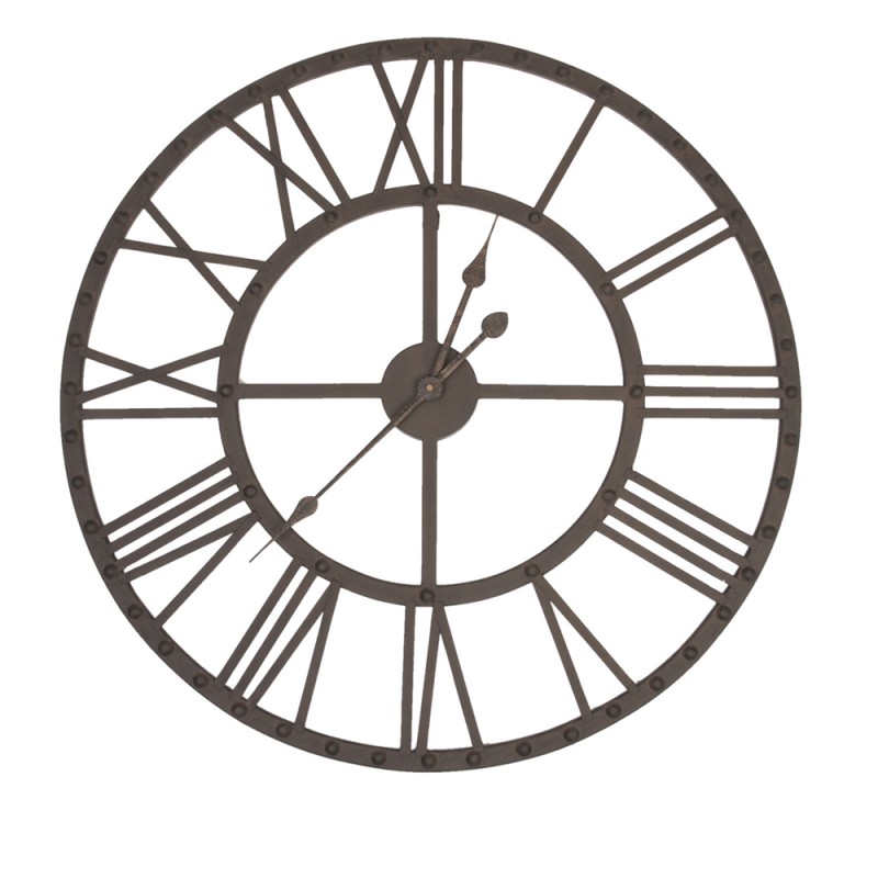 2Clayre & Eef Clock Ø 70 cm Brown Iron