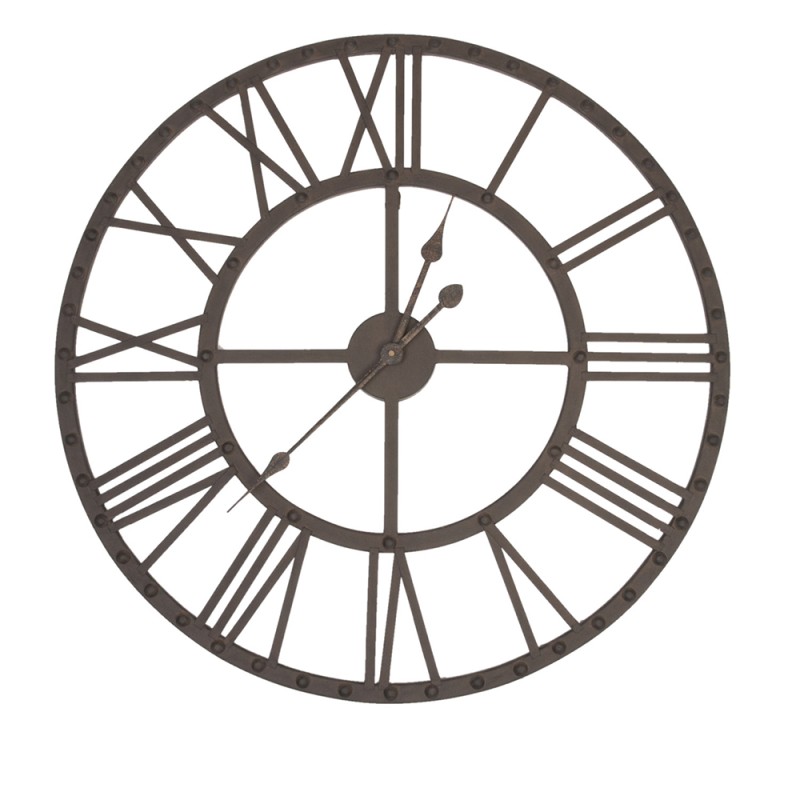 Clayre & Eef Wall Clock Ø 70 cm Brown Iron Round