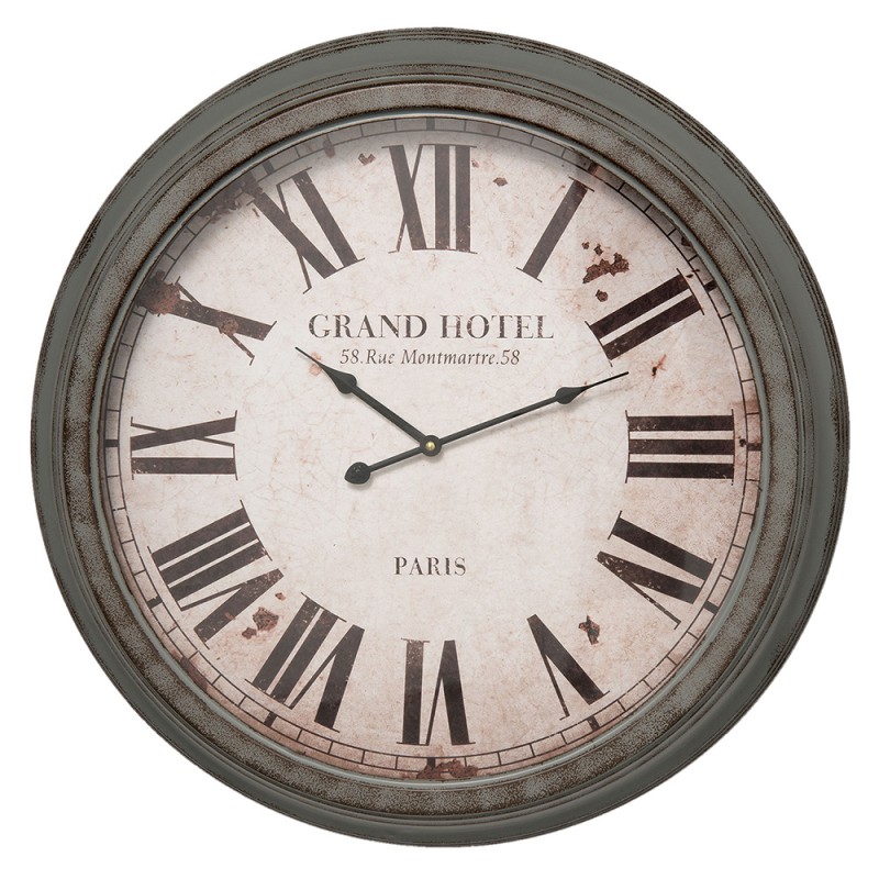 Clayre & Eef Clock 5KL0017 Ø 64 cm Grey Iron Round