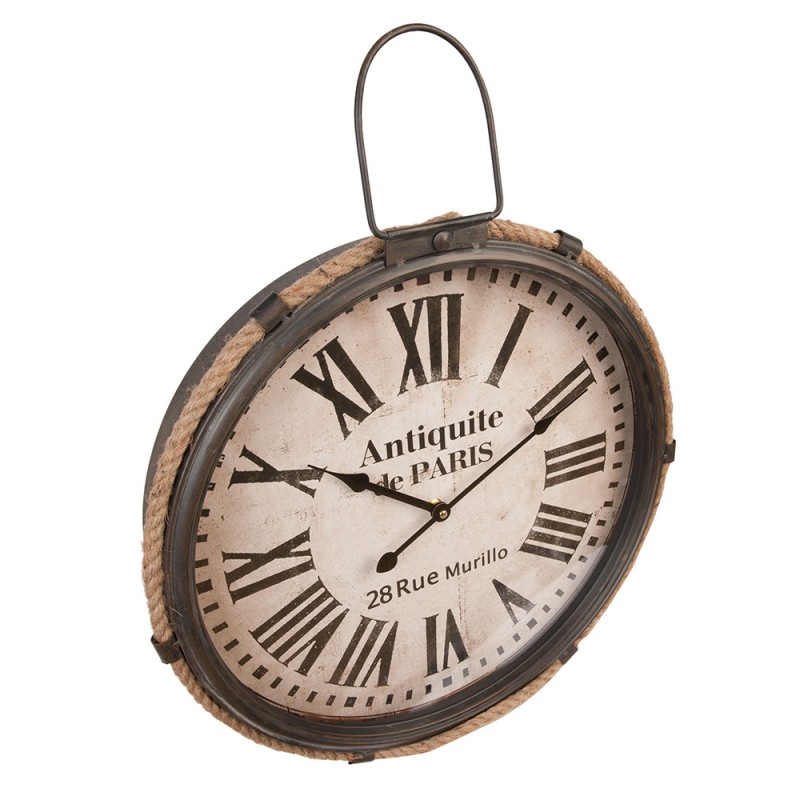 2Clayre & Eef Clock 5KL0086 47*58 cm Brown Wood Metal Round
