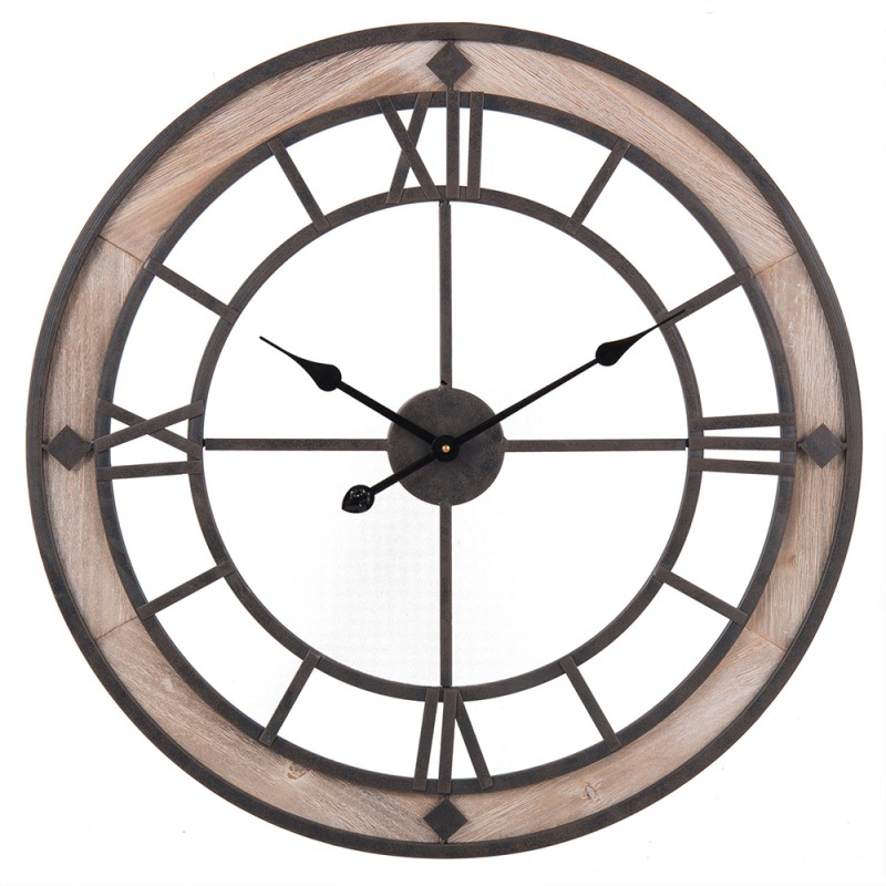 Clayre & Eef Wall Clock Ø 70x4 cm  Brown Iron Round