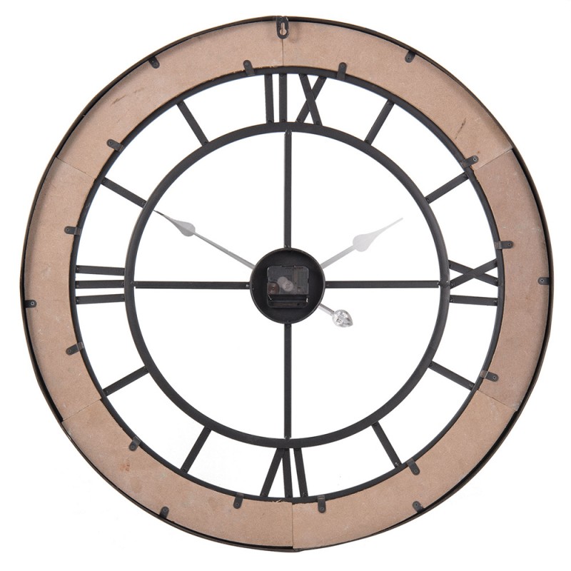 2Clayre & Eef Clock 5KL0109 Ø 70*4 cm Brown Iron Round