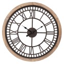 2Clayre & Eef Clock 5KL0134 Ø 60 cm Brown Wood Metal Round