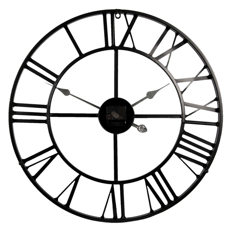 Clayre & Eef Wall Clock Ø 60 cm Black Metal Round