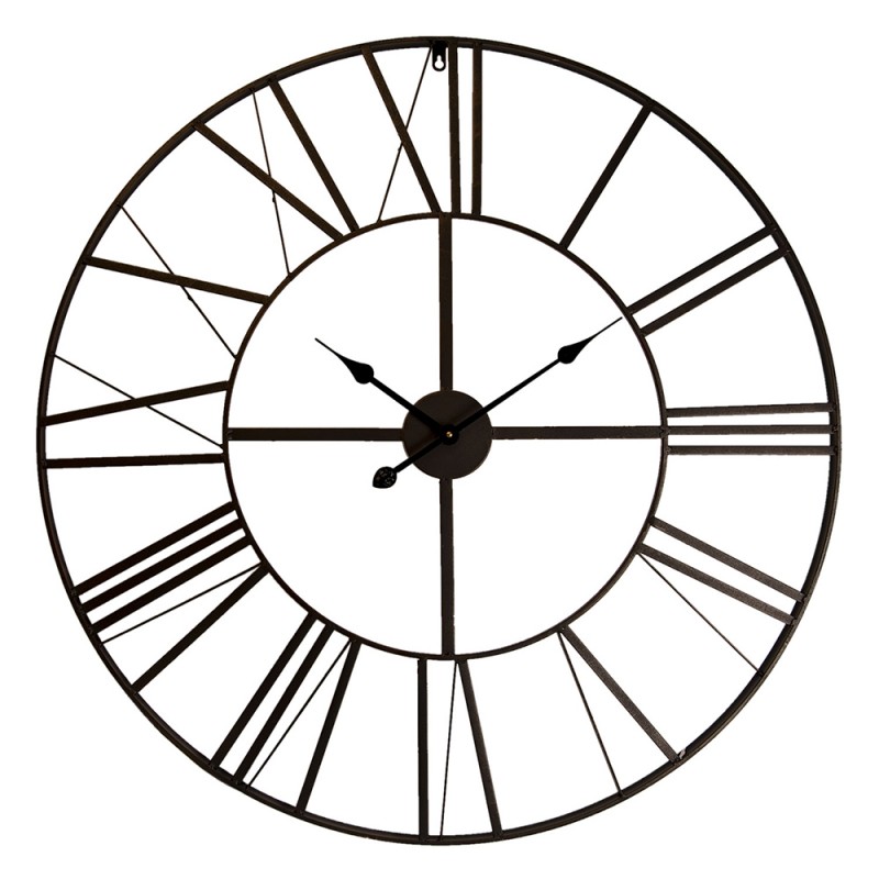 Clayre & Eef Wall Clock Ø 90 cm Black Metal Round