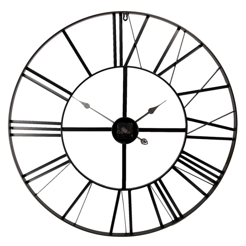 2Clayre & Eef Clock Ø 80 cm Black Metal