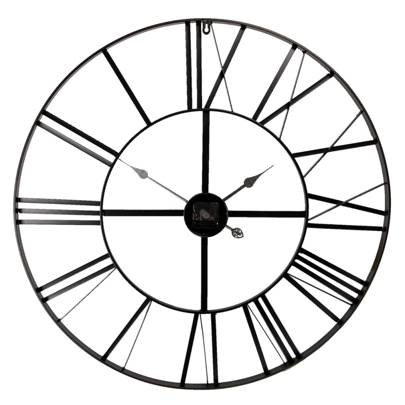 Clayre & Eef Wall Clock Ø 80 cm Black Metal Round