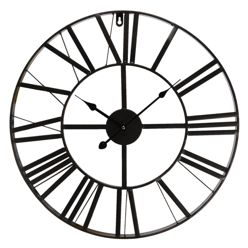 2Clayre & Eef Clock 5KL0140XS Ø 50 cm Black Metal Round