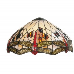 LumiLamp Lampenschirm Tiffany 5LL-1100 Ø 31*17 cm Beige, Rot Glasmalerei Libelle