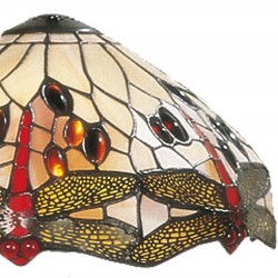 LumiLamp Lampenschirm Tiffany Ø 31*17 cm Beige Rot Glas