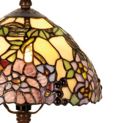 LumiLamp Lampe de table Tiffany Ø 22*32 cm E14/max 1*40W Jaune, Vert, Rose Vitrail