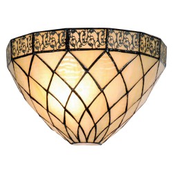 LumiLamp Wandlamp Tiffany 5LL-1138 30*15*20 cm E14/max 1*40W Beige Bruin Metaal Glas Art Deco Muurlamp Sfeerlamp