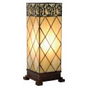 2LumiLamp Tiffany Tafellamp 5LL-1139 18*18*45 cm E27/max 1*40W Beige Bruin Glas in lood Vierkant Tiffany Bureaulamp