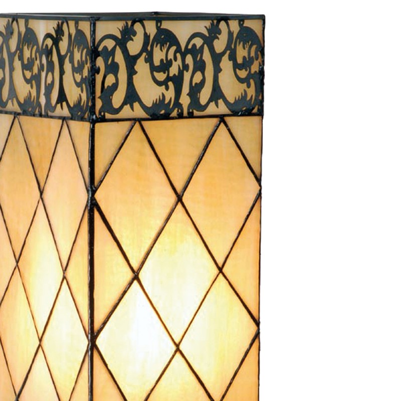 LumiLamp Tiffany Tafellamp  18x45 cm Beige Bruin Glas Vierkant