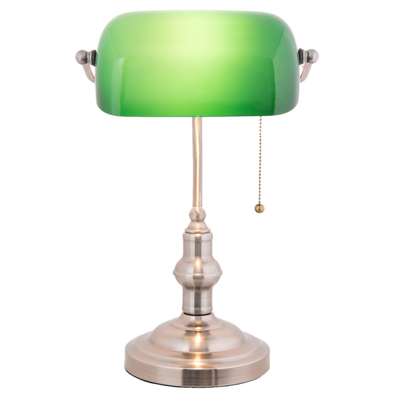 LumiLamp Schreibtischlampe Bankerslampe 27x17x41 cm  Grün Metall Glas