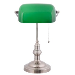 LumiLamp Bureaulamp Bankierslamp 5LL-5100 27*17*41 cm E27/max 1*60W Groen Metaal Glas