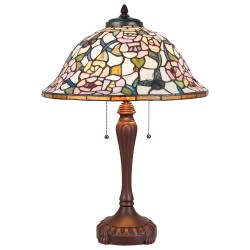 LumiLamp Lampe de table Tiffany 5LL-5183 Ø 46*65 cm E27/max 3*60W Rose Vitrail Fleurs Lampe de bureau Tiffany