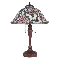 LumiLamp Lampe de table Tiffany Ø 46*65 cm E27/max 3*60W Rose Vitrail