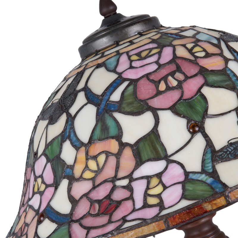 2LumiLamp Lampe de table Tiffany Ø 46*65 cm E27/max 3*60W Rose Vitrail
