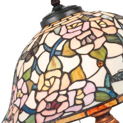 LumiLamp Lampe de table Tiffany 5LL-5183 Ø 46*65 cm E27/max 3*60W Rose Vitrail Fleurs Lampe de bureau Tiffany