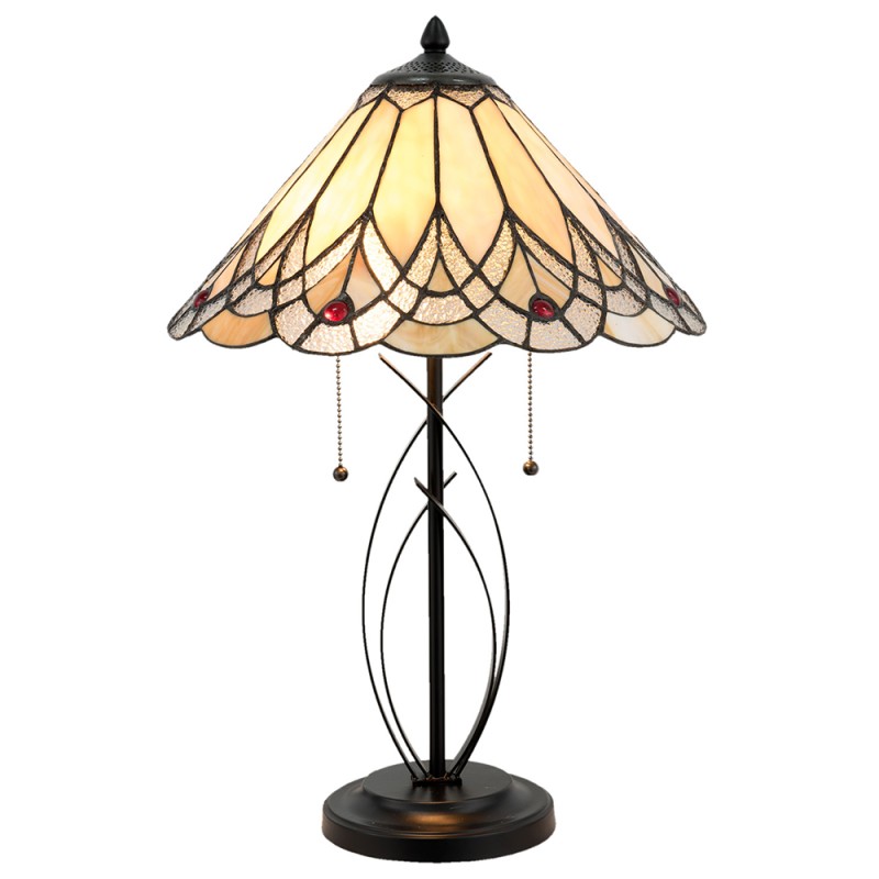 LumiLamp Lampada da tavolo Tiffany Ø 40x60 cm  Beige Vetro Triangolo