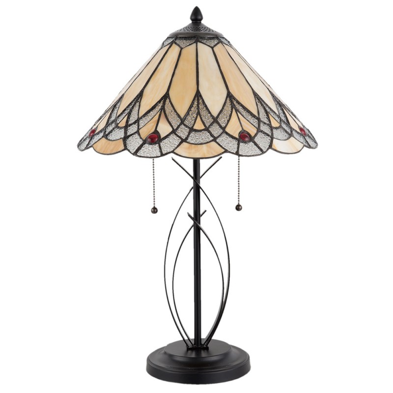 LumiLamp Lampada da tavolo Tiffany Ø 40x60 cm  Beige Vetro Triangolo