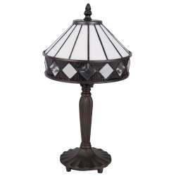LumiLamp Lampe de table Tiffany Ø 20*36 cm E14/max 1*40W Blanc, Brun Vitrail