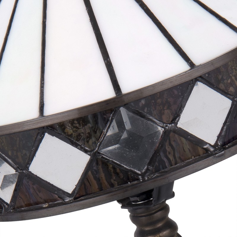 LumiLamp Lampada da tavolo Tiffany Ø 20x36 cm  Bianco Marrone  Vetro