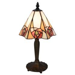 LumiLamp Tiffany Tafellamp 5LL-5200 20*18*37 cm  Beige Geel Glas Driehoek Roos Tiffany Bureaulamp Tiffany Lampen