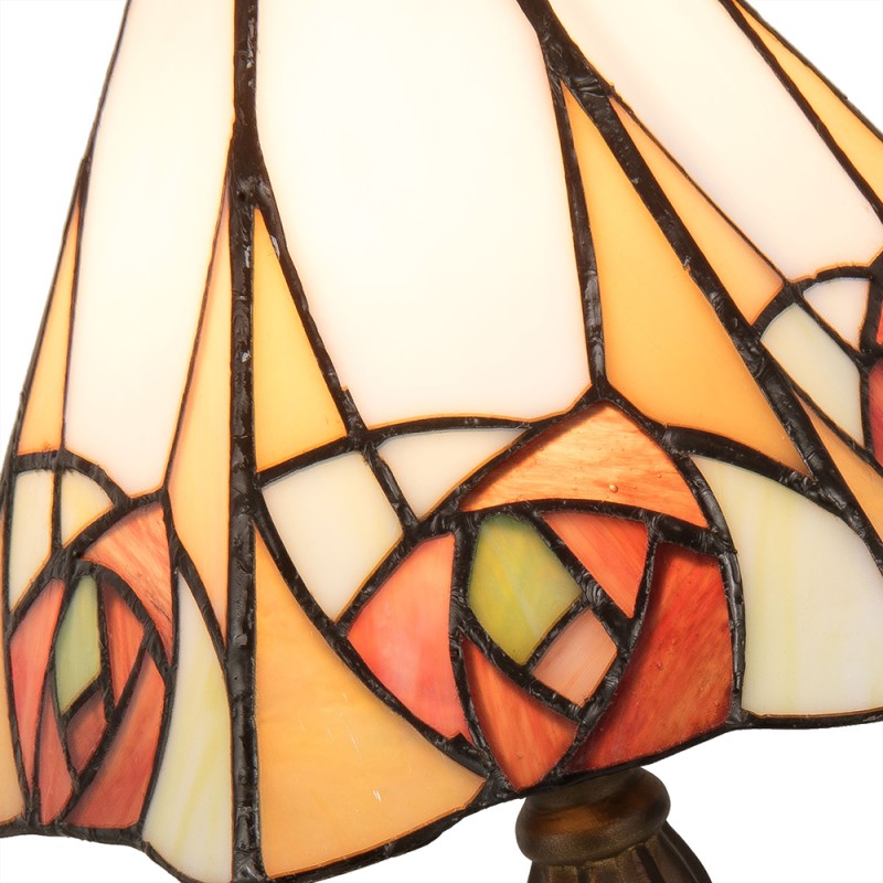 LumiLamp Tiffany Tischlampe 20x18x37 cm  Beige Gelb Glas Dreieck Rose