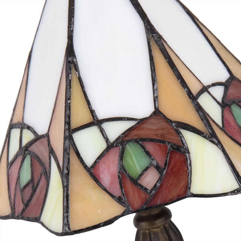 LumiLamp Tiffany Tischlampe 20x18x37 cm  Beige Gelb Glas Dreieck