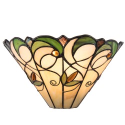 LumiLamp Wandlamp Tiffany 5LL-5208 30*15*16 cm  Beige Groen Kunststof Glas Driehoek Bloemen Muurlamp Sfeerlamp