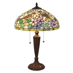 LumiLamp Lampe de table Tiffany Ø 41*60 cm E27/max 2*60W Jaune, Vert, Rose Vitrail Triangle