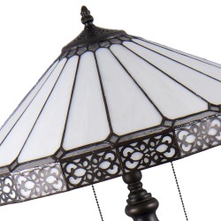 LumiLamp Tiffany Vloerlamp 5LL-5210 Ø 51*160 cm Wit Bruin Glas Driehoek Staande Lamp Staanlamp
