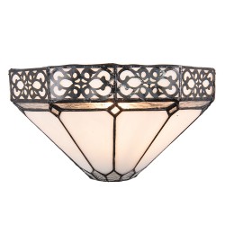 LumiLamp Wandlamp Tiffany 5LL-5212 30*15*16 cm E14/max 1*40W Wit Bruin Metaal Glas Driehoek Art Deco Muurlamp Sfeerlamp